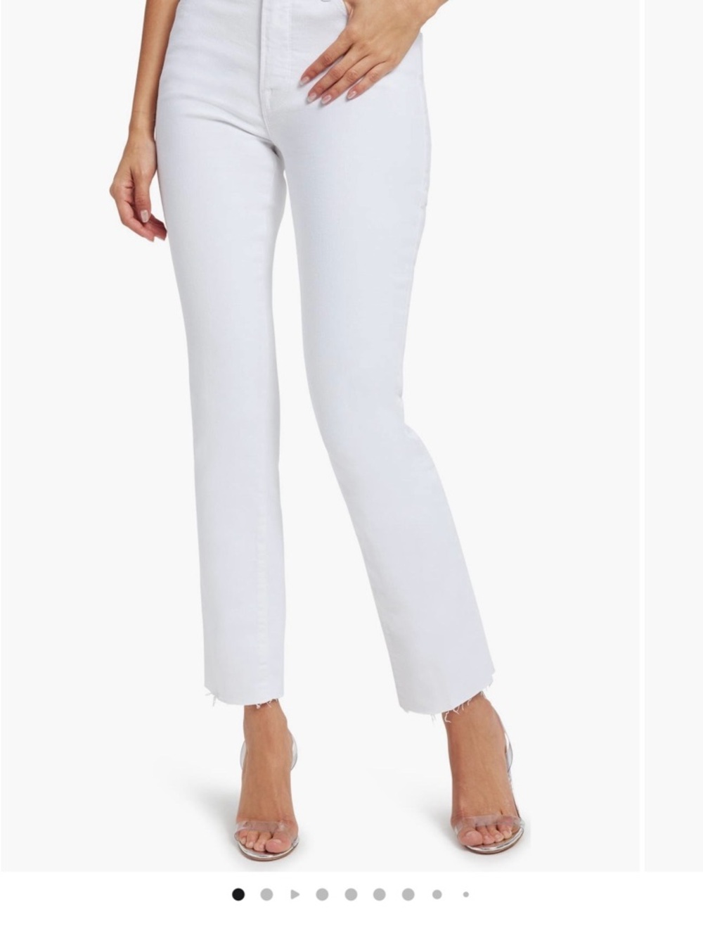 Good American White High-Rise Ankle Straight Jeans